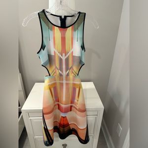 CLOVER CANYON Fluorescent Lights Cut Out Cocktail Dress